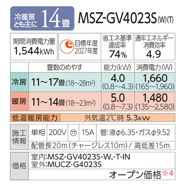 MSZ-GV4023S-W
