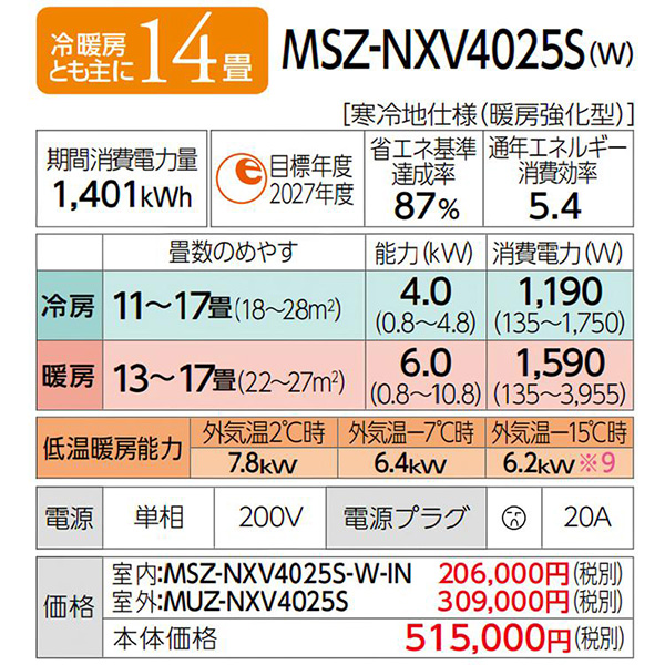 MSZ-NXV4025S-W