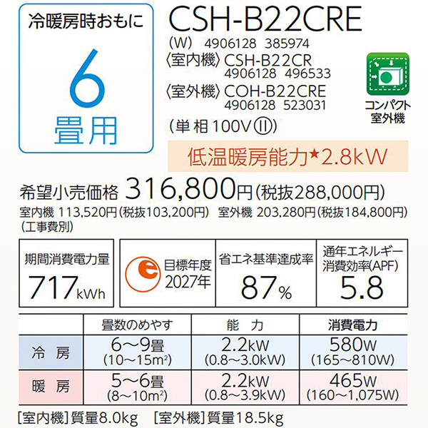 CSH-B22CRE-W