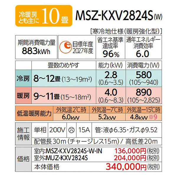 MSZ-KXV2824S-W